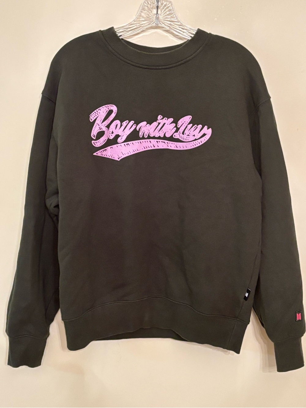 Official BTS Logo Crewneck Sweatshirt in Olive
